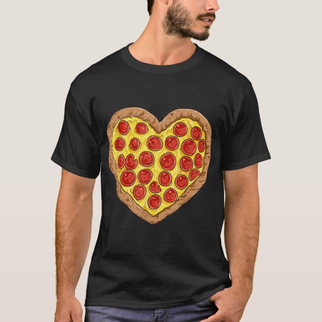 Pizza Heart Valentines Day Men Women Pepperoni Lov T-Shirt (Front)