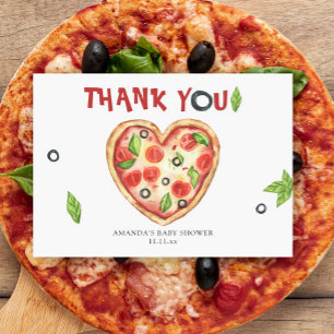 pizza heart watercolor baby shower THANKS Thank You Card