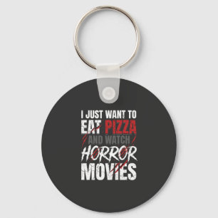 Pizza Horror Movies Halloween Design_1 Key Ring