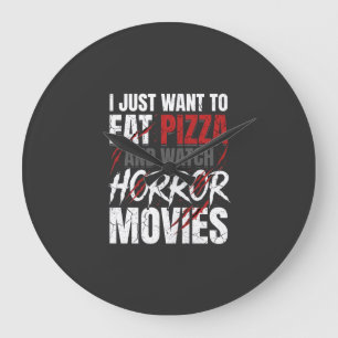 Pizza Horror Movies Halloween Design_1 Large Clock