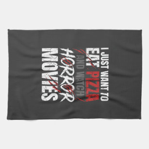 Pizza Horror Movies Halloween Design_1 Tea Towel