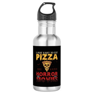 Pizza Horror Movies Halloween Skull Bats Spiderweb 532 Ml Water Bottle