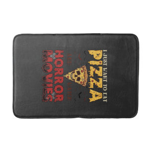 Pizza Horror Movies Halloween Skull Bats Spiderweb Bath Mat