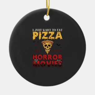 Pizza Horror Movies Halloween Skull Bats Spiderweb Ceramic Tree Decoration