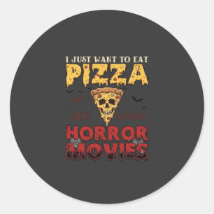 Pizza Horror Movies Halloween Skull Bats Spiderweb Classic Round Sticker