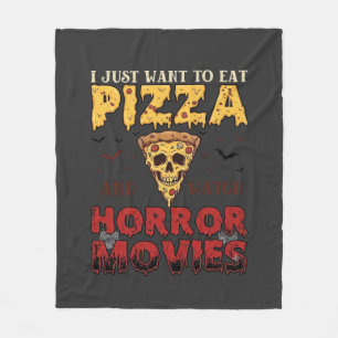 Pizza Horror Movies Halloween Skull Bats Spiderweb Fleece Blanket