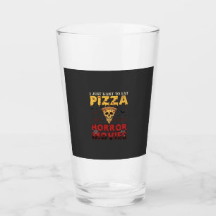 Pizza Horror Movies Halloween Skull Bats Spiderweb Glass