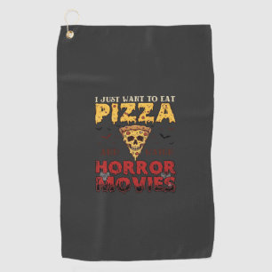 Pizza Horror Movies Halloween Skull Bats Spiderweb Golf Towel