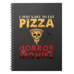 Pizza Horror Movies Halloween Skull Bats Spiderweb Notebook