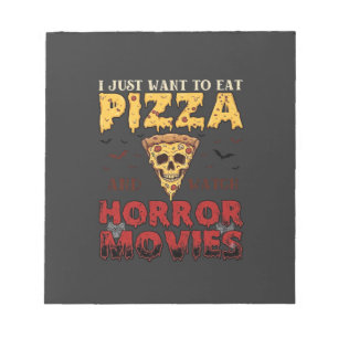 Pizza Horror Movies Halloween Skull Bats Spiderweb Notepad