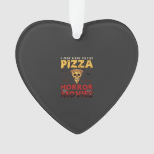 Pizza Horror Movies Halloween Skull Bats Spiderweb Ornament