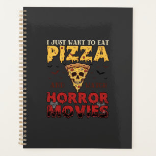 Pizza Horror Movies Halloween Skull Bats Spiderweb Planner