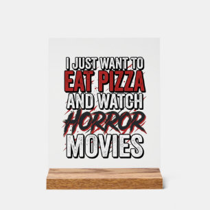 Pizza Horror Movies Vintage Halloween Typography S Acrylic Sign