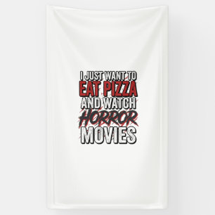 Pizza Horror Movies Vintage Halloween Typography S Banner