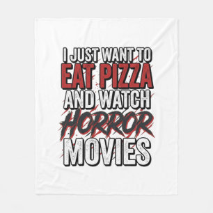Pizza Horror Movies Vintage Halloween Typography S Fleece Blanket