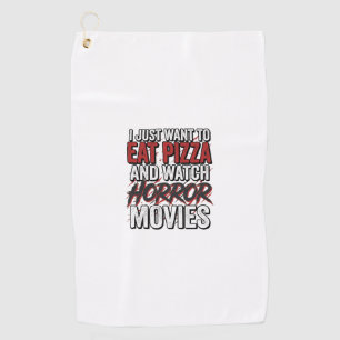 Pizza Horror Movies Vintage Halloween Typography S Golf Towel