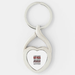 Pizza Horror Movies Vintage Halloween Typography S Key Ring