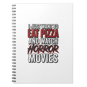 Pizza Horror Movies Vintage Halloween Typography S Notebook