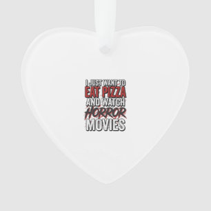 Pizza Horror Movies Vintage Halloween Typography S Ornament