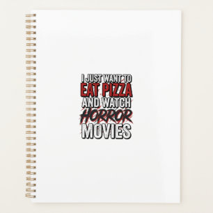 Pizza Horror Movies Vintage Halloween Typography S Planner