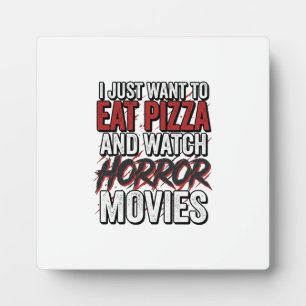 Pizza Horror Movies Vintage Halloween Typography S Plaque