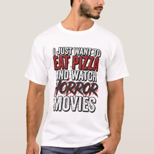 Pizza Horror Movies Vintage Halloween Typography S T-Shirt