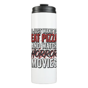 Pizza Horror Movies Vintage Halloween Typography S Thermal Tumbler