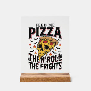 Pizza Horror Shirt Vintage Engraving Movie Night D Acrylic Sign