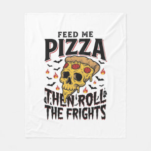 Pizza Horror Shirt Vintage Engraving Movie Night D Fleece Blanket