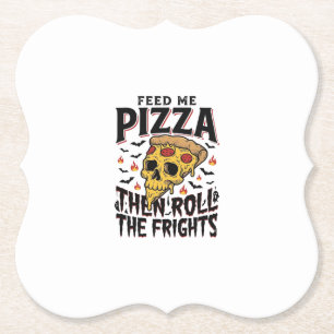 Pizza Horror Shirt Vintage Engraving Movie Night D Paper Coaster