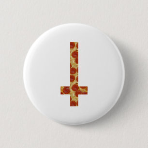 pizza inverted cross 6 cm round badge