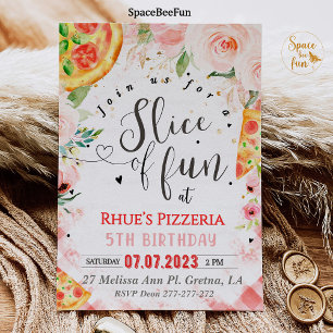 Pizza invitation Birthday  Slice of fun party 