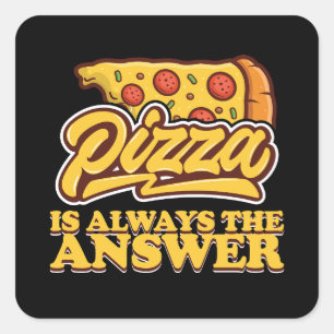 Pizza is Always the Answer Retro Square Sticker