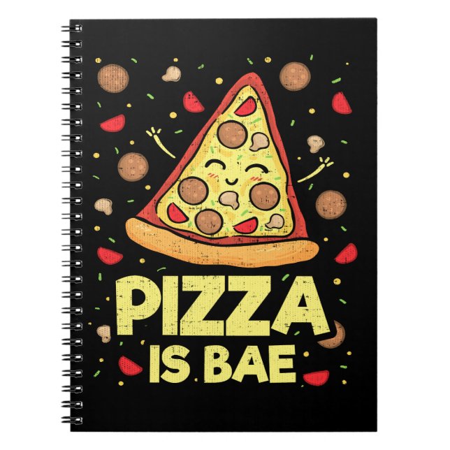 Pizza Is Bae - Cute Kawaii Funny Cartoon - Novelty Notebook (Front)
