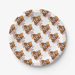 Pizza Is Life Poop Emoji Paper Plate