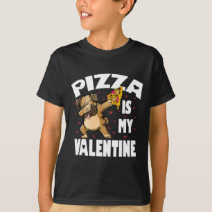 Pizza Is My Valentine Fun Dabbing Pug Valentines D T-Shirt