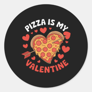 Pizza Is My Valentine Valentines Day Heart Peppero Classic Round Sticker