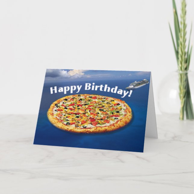 Pizza Island Birthday Card (Front)