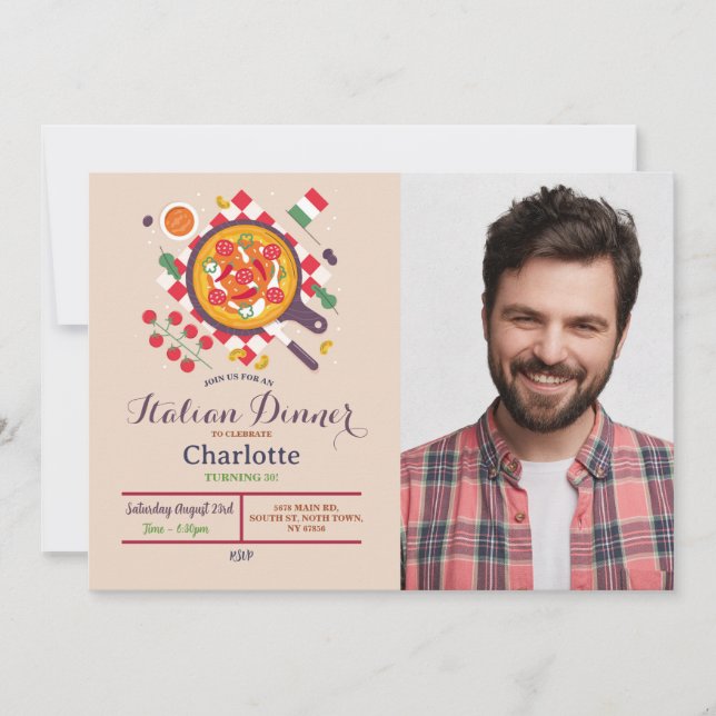 Pizza Italian Dinner Birthday Party  Lunch Photo Invitation (Front)