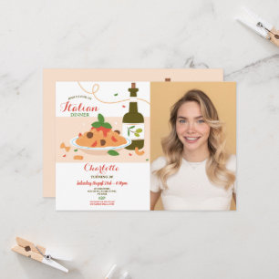 Pizza Italian Dinner Birthday Party Photo Invitation