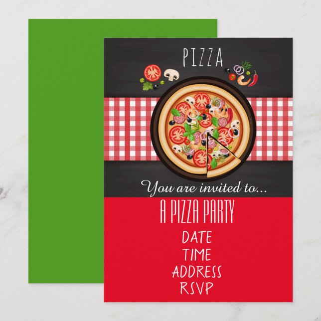 Pizza Italian dinner party Invitation (Front/Back)