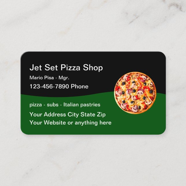 Pizza Italian Restaurant Business Card Template (Front)