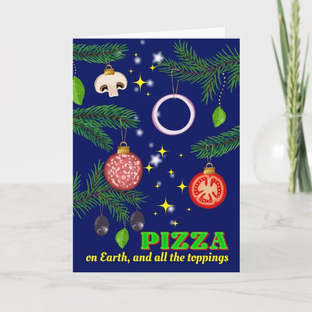 Pizza Italian restaurant catering Christmas Holida Holiday Card (Front)