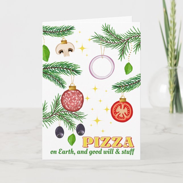 Pizza Italian restaurant catering Christmas Holiday Card (Front)