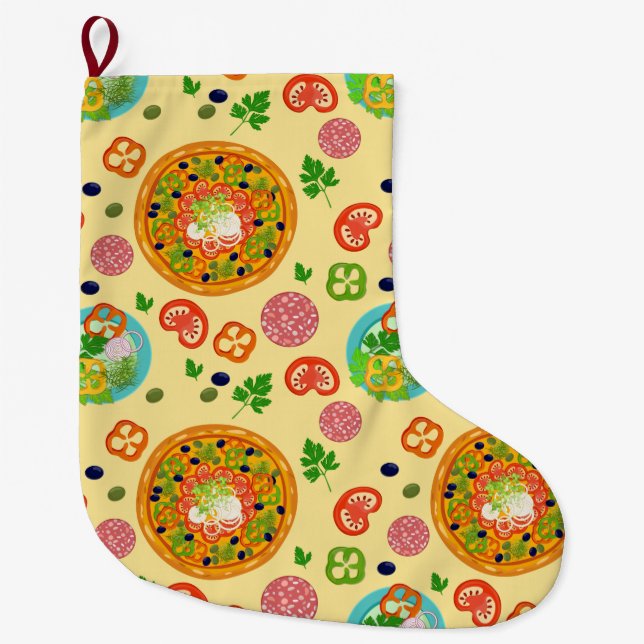 Pizza Large Christmas Stocking (Front)