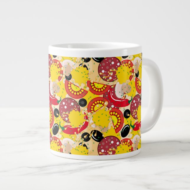 Pizza Large Coffee Mug (Front Right)