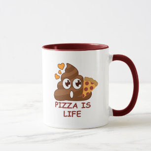 Pizza Life Poop Emoji Mug