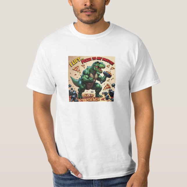 Pizza Lifting T-Rex T-Shirt (Front)