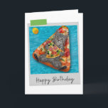 Pizza Lilo Tabby Cat Funny Birthday Card<br><div class="desc">Brighten up any cat lover's birthday with this whimsical and fun feline design!</div>
