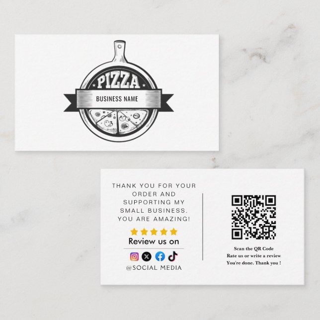 pizza LOGO QR Code Business Card (Front/Back)